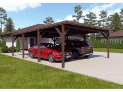 Brettschichtholz*Holzbrüder Carport Ralf 52m² Graubraun-Dunkelbraun