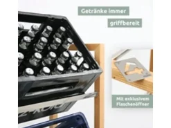 holz4home Möbelbauplatten^Getränkekistenregal aus Holz Inklusive Edelstahlablage 2 Kisten Silber