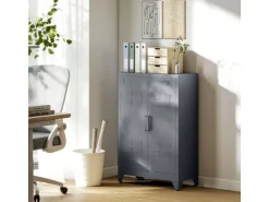 HOMCOM Lamellentüren^Aktenschrank Metall 75L x 33B x 110H cm Grau