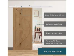 HOMCOM Türstopper|Zubehör Für Türen^Schiebetür-Beschlagsatz Kohlenstoffstahl 183L x 4B x 0,6H cm Weiß