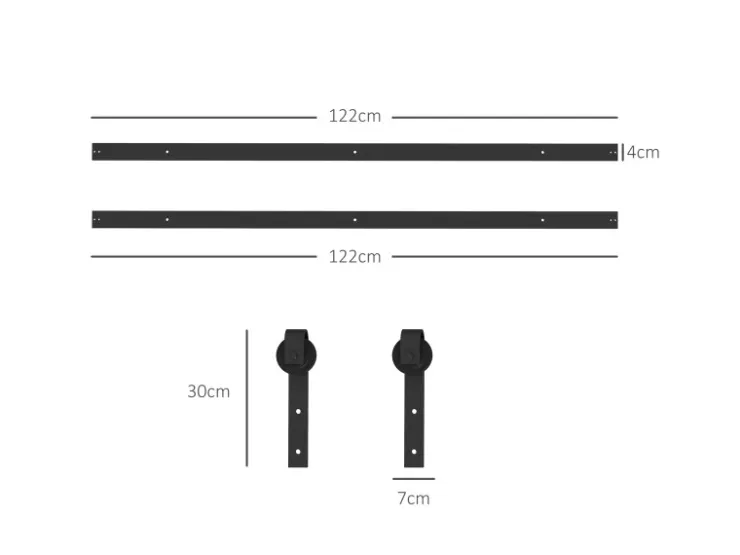 HOMCOM Zubehör Für Türen^Schiebetüren-Beschlagsatz 244 cm Komplett-Set mit Pufferfunktion
