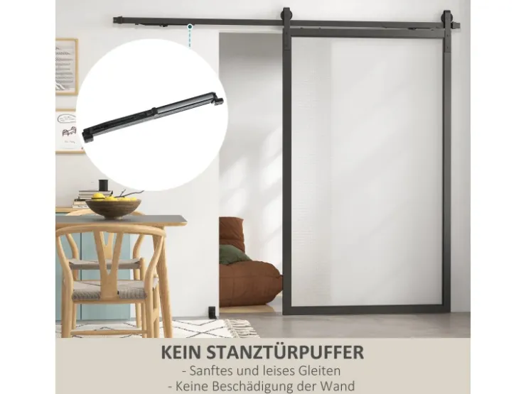 HOMCOM Zubehör Für Türen^Schiebetüren-Beschlagsatz 244 cm Komplett-Set mit Pufferfunktion