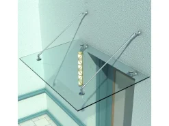 HOMCOM Fenster-Zubehör^Vordach Verbundsicherheitsglas ESG 304