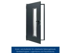 Hörmann Stahltüren^Mehrzweck-/Kellertür H8-5 LA (Glas) RAL 7016 Links/Rechts 100 x 200 cm