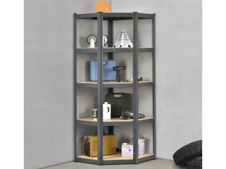 Möbelbauplatten*Juskys Eckregal Lagerregal Corner Basic 180 x 70 x 40 cm in Grau