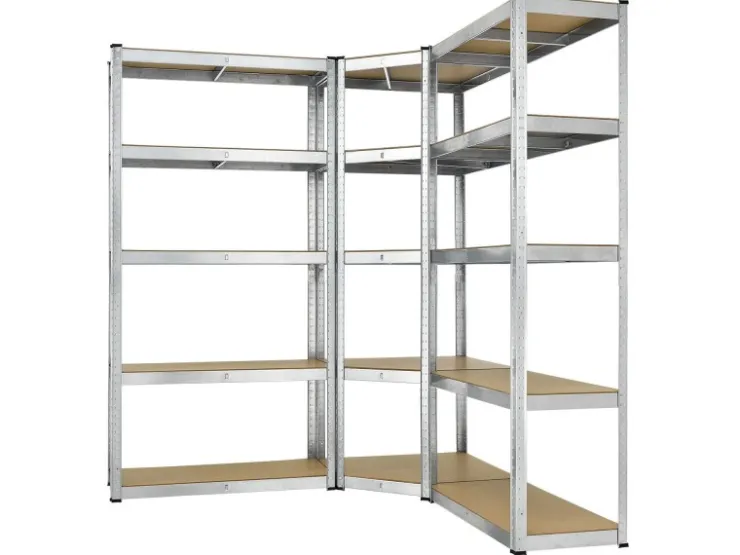 Juskys Möbelbauplatten^3er Regalsystem 1 Corner und 2 Basic Insgesamt 15 Böden mit 2625 kg Tragkraft Silber