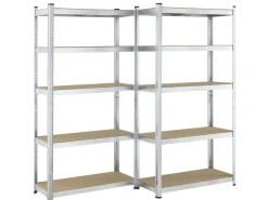 Juskys Möbelbauplatten^3er Regalsystem 1 Corner und 2 Basic Insgesamt 15 Böden mit 2625 kg Tragkraft Silber