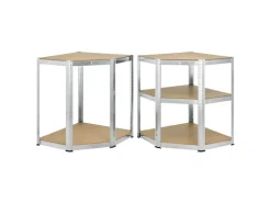 Juskys Möbelbauplatten^3er Regalsystem 1 Corner und 2 Basic Insgesamt 15 Böden mit 2625 kg Tragkraft Silber