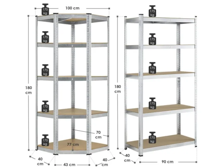 Juskys Möbelbauplatten^3er Regalsystem 1 Corner und 2 Basic Insgesamt 15 Böden mit 2625 kg Tragkraft Silber