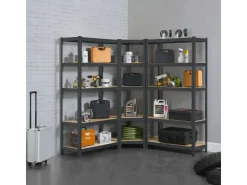 Möbelbauplatten*Juskys 3er Regalsystem 1 Corner und 2 Basic Insgesamt 15 Böden mit 2625 kg Tragkraft Grau