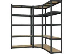 Möbelbauplatten*Juskys 3er Regalsystem 1 Corner und 2 Basic Insgesamt 15 Böden mit 2625 kg Tragkraft Grau