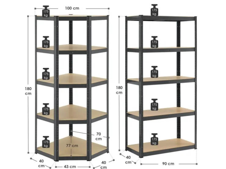 Möbelbauplatten*Juskys 3er Regalsystem 1 Corner und 2 Basic Insgesamt 15 Böden mit 2625 kg Tragkraft Grau