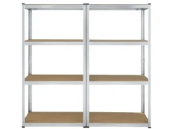 Möbelbauplatten*Juskys 2er Set Lagerregal Easy 160 x 80 x 40 cm Silber