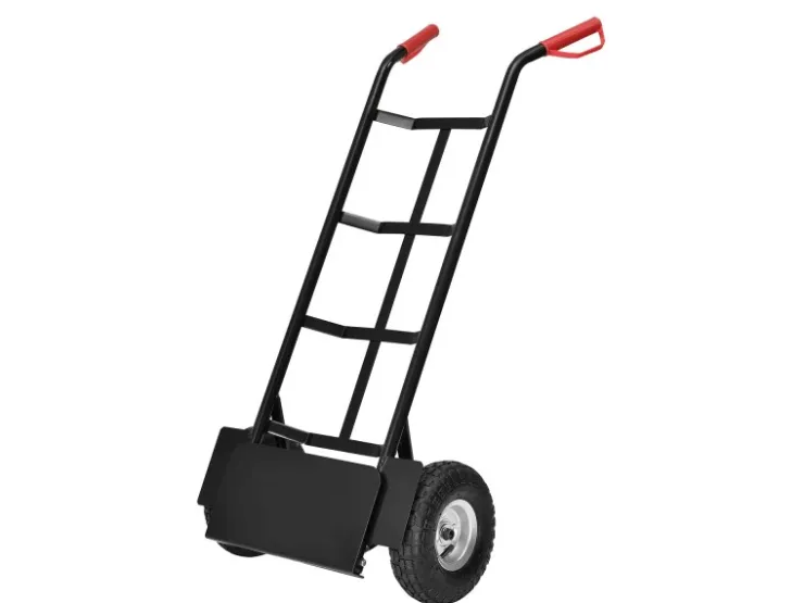 Baugeräte*Juskys Sackkarre Basic in Schwarz mit Roten Griffen Klappbar