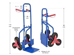 Juskys Baugeräte^Treppensackkarre bis Max 100 kg Blau