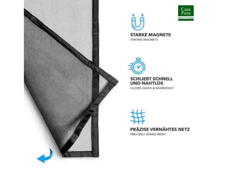 Terrassentüren|Zubehör Für Türen*Karat Fliegengitter Johnny Gestreift Klebemontage Klettverschluss 90 x 220 cm