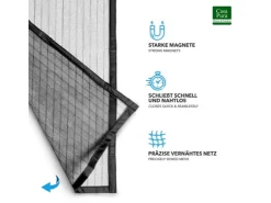 Zubehör Für Türen*Karat Fliegengitter Sam Gestreift Klebemontage Klettverschluss 100 x 210 cm