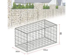 Armierung*Karat Gabionenkorb Lenox Steinkorb Zaun Sichtschutz Verzinkt 100 x 50 x 50 cm