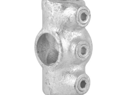 Möbelbauplatten^Kreuzstück Durchgehend 90° für Stahlrohr Ø 2,7 cm Silber verzinkt