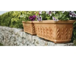 Drainage^Mein-Pflanztopf Blumentopf Mailand Hochwertiger Blumenkasten aus Kunststoff Terrakotta Optik 60 cm