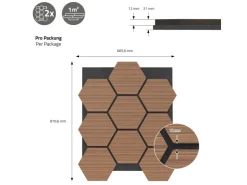 Akustikpaneele*ML-Design Akustikpaneel Hexagon 2Er Set 66x81x2 cm aus MDF Teak