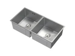 ML-Design Abläufe^Doppelspülbecken Edelstahl 81,5x40 cm Rechteckig 2 Becken mit Siphon Silber
