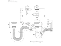 ML-Design Abläufe^Doppelspülbecken Edelstahl 81,5x40 cm Rechteckig 2 Becken mit Siphon Silber