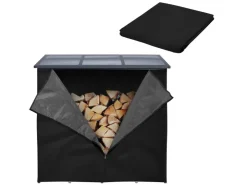 ML-Design Bauzubehör^Kaminholzregal Abdeckung LxH 185x125 cm Schwarz Wetterfest