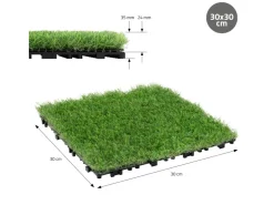Drainage*ML-Design Kunstrasen Fliesen 30x30 cm 22 Stücke mit Klicksystem