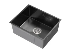 Abläufe*ML-Design Spülbecken Edelstahl 50x40 cm Eckig 1 Becken mit Siphon Anthrazit