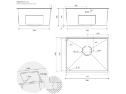 Abläufe*ML-Design Spülbecken Edelstahl 50x40 cm Eckig 1 Becken mit Siphon Anthrazit