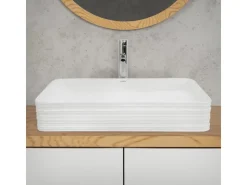 Abläufe*ML-Design Waschbecken Keramik Weiß Glänzend 68x38x12 cm Eckig Aufsatzwaschbecken