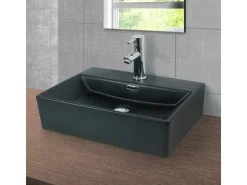 Abläufe*ML-Design Waschbecken Keramik in Schwarz Matt 510x360x130mm inkl Ablaufgarnitur