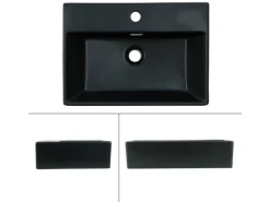Abläufe*ML-Design Waschbecken Keramik in Schwarz Matt 510x360x130mm inkl Ablaufgarnitur