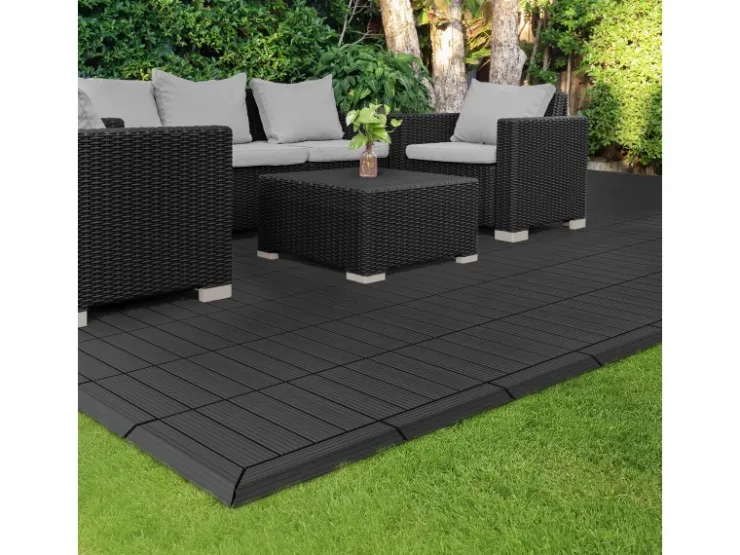 Drainage*ML-Design WPC Abschlussleiste Ecke Rechts für WPC-Fliesen Anthrazit