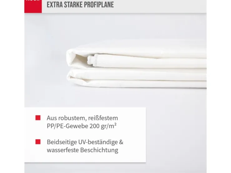 Noor Bauzubehör^Abdeckplane Super 200 g/m² Gewebeplane 3 m x 5 m Weiß