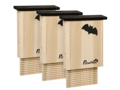 PawHut Entwässerungsrinnen^Fledermauskasten 3er-Set zum Aufhängen Tannenholz 25 x 6 x 37,5 cm Natur