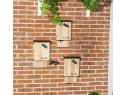 PawHut Entwässerungsrinnen^Fledermauskasten 3er-Set zum Aufhängen Tannenholz 25 x 6 x 37,5 cm Natur