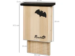 PawHut Entwässerungsrinnen^Fledermauskasten 3er-Set zum Aufhängen Tannenholz 25 x 6 x 37,5 cm Natur