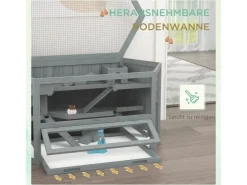 PawHut Holzfenster^Hamsterkäfig Tannenholz PS-Plexiglas Grau 115L x 60B x 55H cm