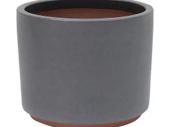 Drainage^Pflanztopf Keramik 21 cm x 21 cm x 18 cm Anthrazitschwarz