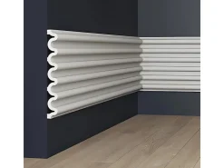 Akustikpaneele|Zubehör Für Paneele^PROFHOME 659804 3D Wandpaneel Wandvertäfelung Akustikpaneel Stuckleiste 2 m 200 cm x 3 cm x 24 cm Weiß