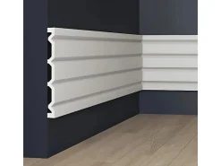 Akustikpaneele|Zubehör Für Paneele* PROFHOME 659806 3D Wandpaneel Wandvertäfelung Akustikpaneel Stuckleiste 2 m 200 cm x 2 cm x 24 cm Weiß