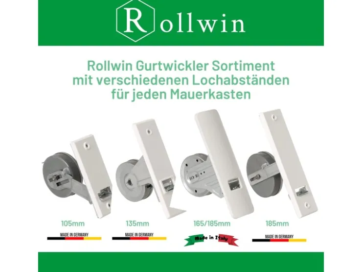 Mauerkasten^Rollwin Rolladen Gurtwickler Unterputz 165mm bis 185mm Lochabstand Anpassbar Für Mauerkasten Mit Gurtwickler Blende Und 7m Gurt