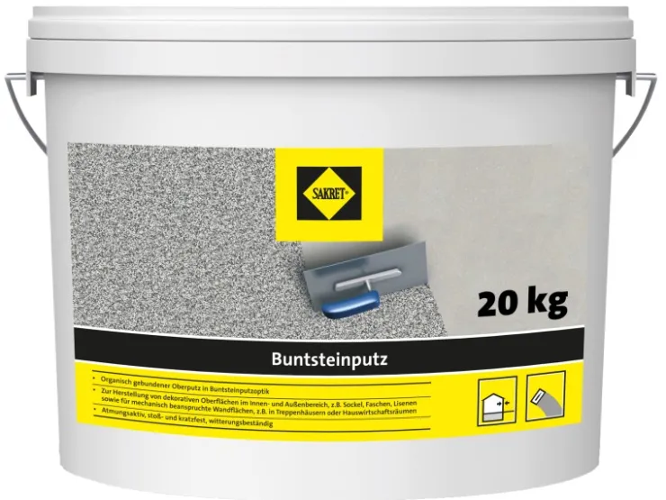 Mörtel|Putze*Sakret Buntsteinputz 2 mm Körnung Mittel-Grau 20 kg Mittelgrau