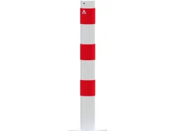 Baugeräte^Schake Absperrpfosten Dübelbefestigung Ohne Öse Ø 102 mm Weiß Rot