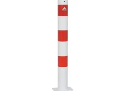 Baugeräte^Schake Absperrpfosten Dübelbefestigung Ohne Öse Ø 102 mm Weiß Rot
