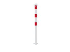Baugeräte^Schake Absperrpfosten Einbetonieren Feuerverzinkt 2 Ösen Ø 60 mm Weiß Rot