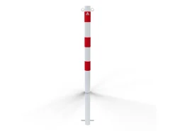 Baugeräte^Schake Absperrpfosten Einbetonieren Feuerverzinkt 2 Ösen Ø 60 mm Weiß Rot