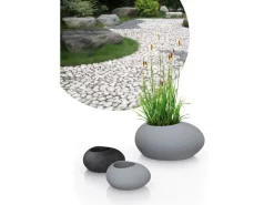 Scheurich Abläufe^Pflanzgefäß Flow 48 cm x 38 cm Stony Black Schwarz